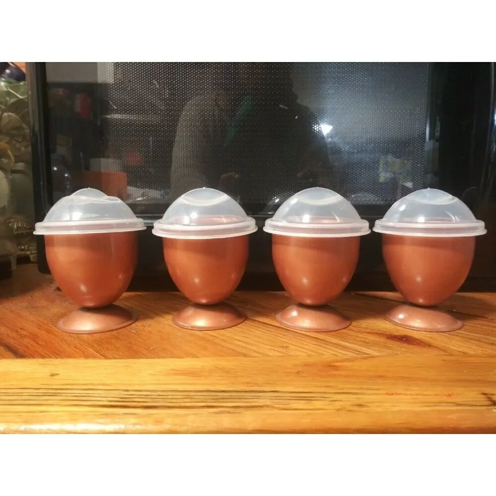 NWOB Egg Makers w/Egg Caddy Copper Chef Copper Egg holders w/lids & caddy